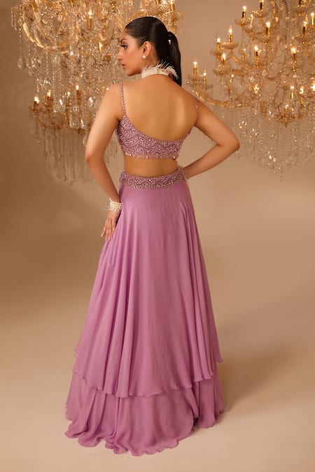 Omal Sindwani Cutdana Hand Embroidered Blouse Lehenga Set 