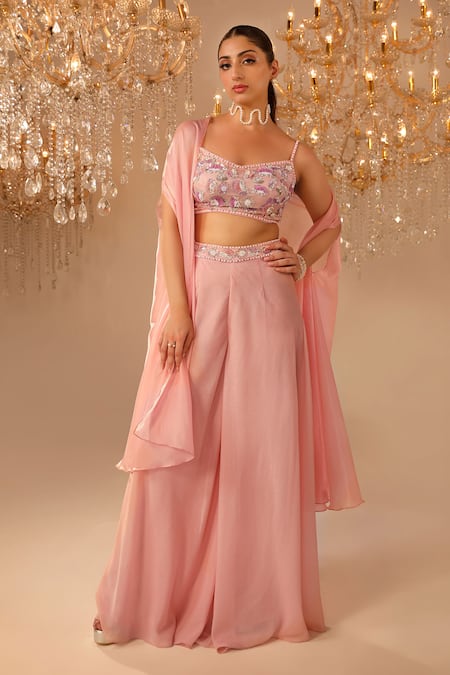 Omal Sindwani Hand Embroidered Cape Palazzo Set 