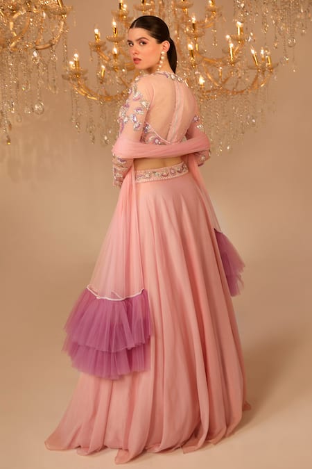 Omal Sindwani Sequins Hand Embroidered Blouse Lehenaga Set 