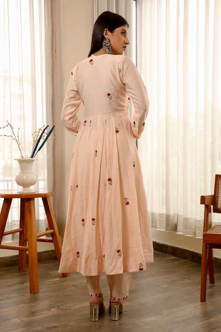 ASRUMO Resham Floral Embroidered Anarkali Pant Set 