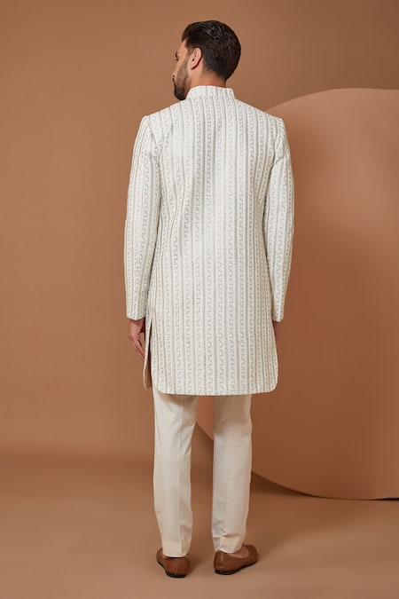 Kasbah Silk Thread Embroidered Sherwani Set 