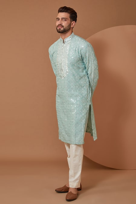 Kasbah Floral Mirrorwork Embroidered Kurta 