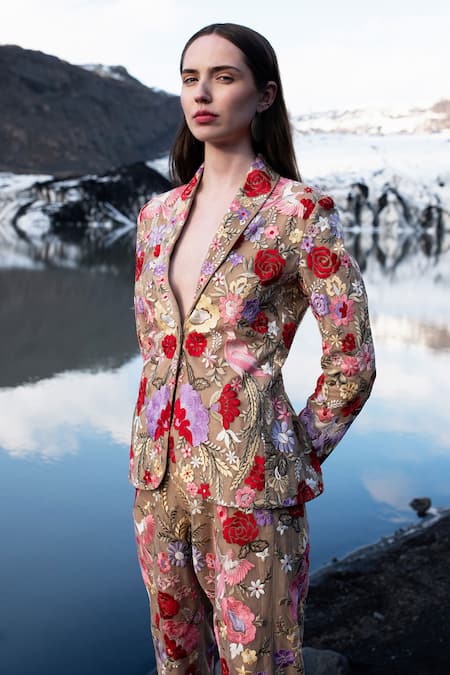 Buy Dash And Dot Multi Color Nylon Embroidery Floral Resham Blazer And Pant Set Online at Aza Fashions Buy_Dash And Dot_Multi Color Nylon Embroidery Floral Resham Blazer And Pant Set _Online_at_Aza_Fashions