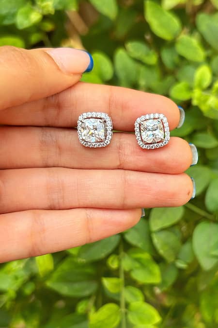 Pretty Girl Cosmetics | Square Crystal Stud Earrings | Cheer and Dance  Makeup