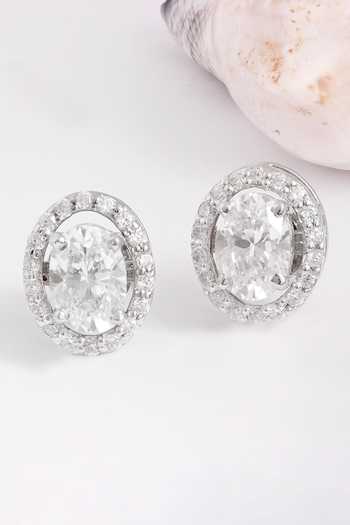 Buy Prata White Diamonds, Crystals Oblong Shaped Stud Earrings at Aza Fashions Buy_Prata_White Diamonds, Crystals Oblong Shaped Stud Earrings _at_Aza_Fashions