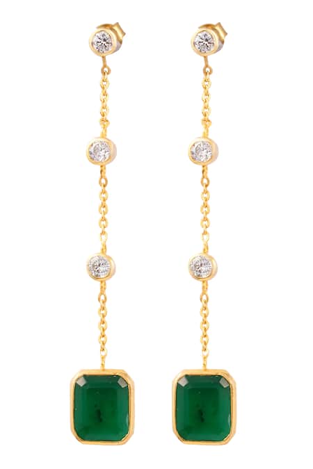 Prata Long Chain Dangler Earrings 