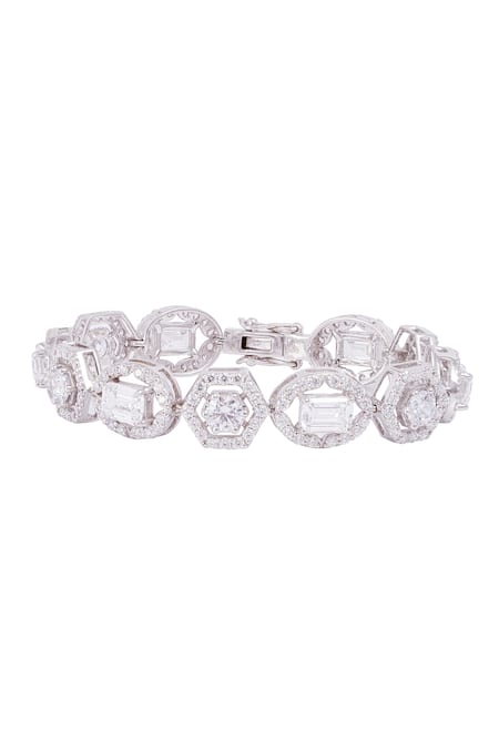 2.30 Ct Round Diamond Encrusted Snowflake Bracelet 14k White Gold -  usjewelryfactory.com