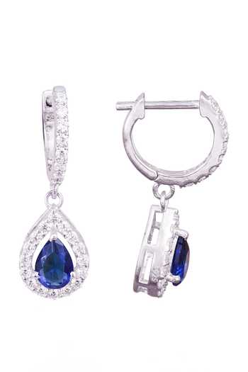 Shop Prata Blue Crystals, Diamonds Stone Embellished Drop Earrings at Aza Fashions Shop_Prata_Blue Crystals, Diamonds Stone Embellished Drop Earrings _at_Aza_Fashions