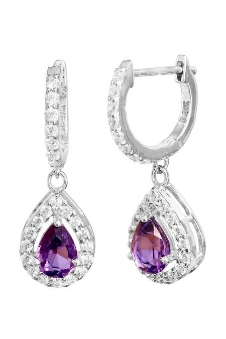 Oval Amethyst and Diamond Stud Earrings - Aurelius Jewelry