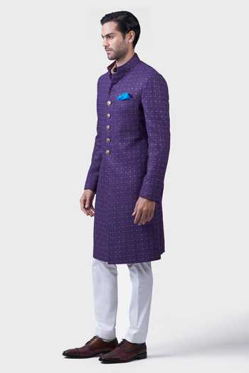 Buy Raghavendra Rathore Jodhpur Purple Silk Zari Bharatpur Achkan Online at Aza Fashions Buy_Raghavendra Rathore Jodhpur_Purple Silk Zari Bharatpur Achkan _Online_at_Aza_Fashions