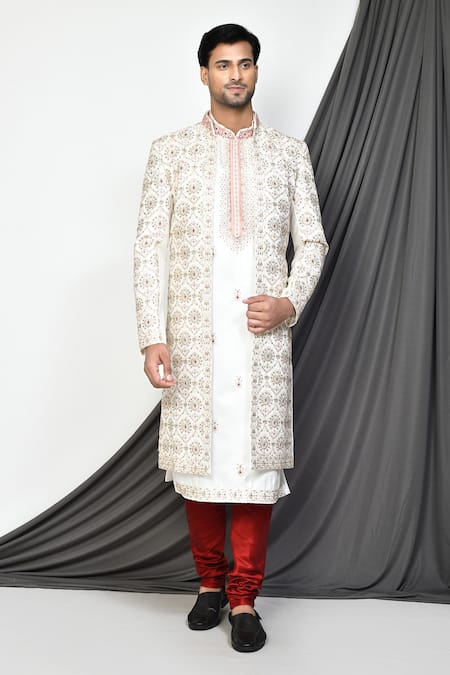 Aryavir Malhotra Resham Embroidered Sherwani & Kurta Set 