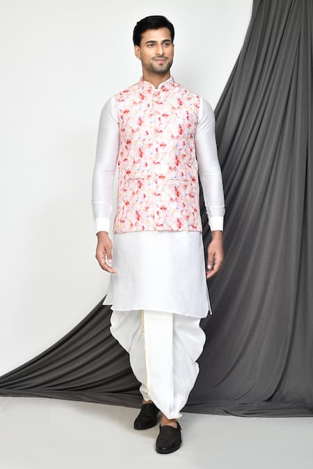 Aryavir Malhotra Printed Bundi & Kurta Set 