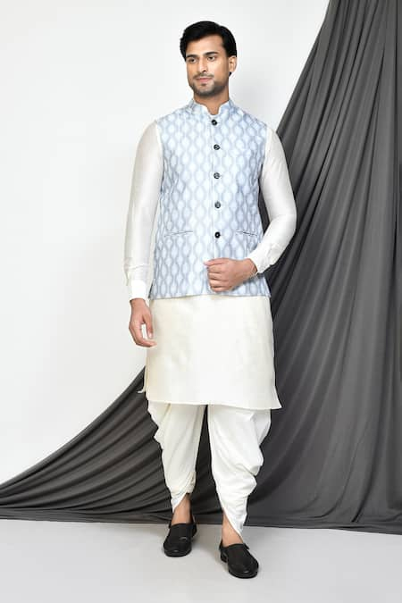 Aryavir Malhotra Mughal Print Bundi & Kurta Set 