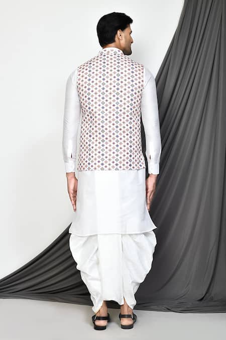 Arihant Rai Sinha Diamond Print Bundi & Kurta Set 