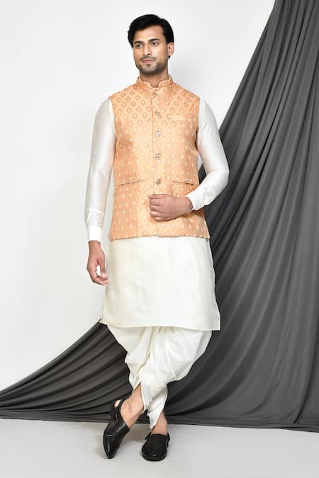 Aryavir Malhotra Kurta Set & Leaf Motifs Pattern Nehru Jacket 