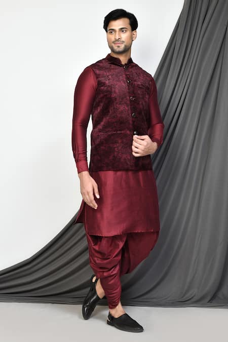 Aryavir Malhotra Paisley Work Nehru Jacket & Kurta Set 