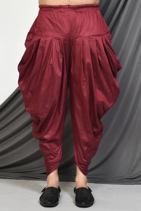 Buy_Arihant Rai Sinha_Maroon Velvet, Silk Embroidery Paisley Nehru Jacket And Kurta Set 