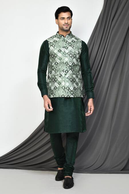 Arihant Rai Sinha Geometric Print Bundi & Kurta Set 