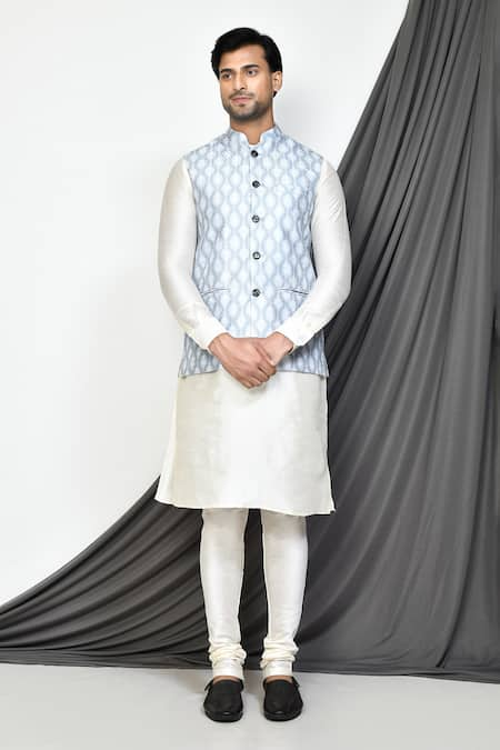 Aryavir Malhotra Vine Print Bundi Kurta Set 