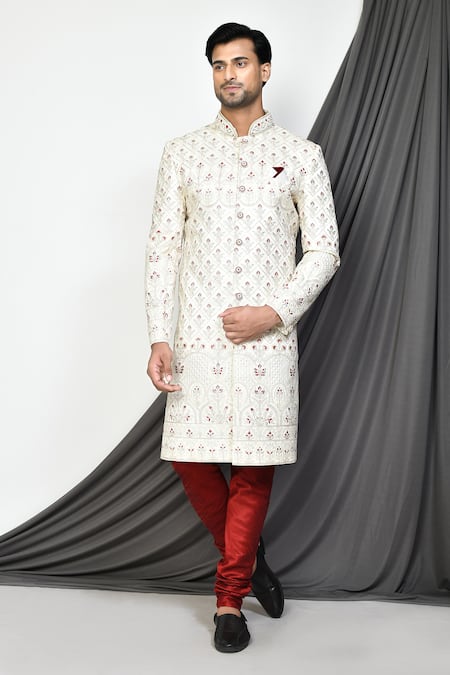 Aryavir Malhotra Floral Jaal Embroidered Sherwani Set 