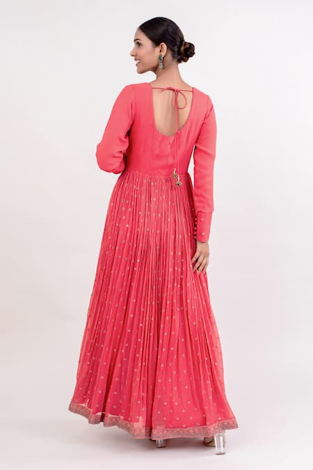 Monika Mathuria Datta Floral Butti Embroidered Anarkali With Churidar 