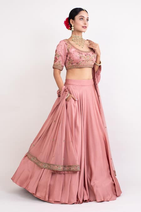 Monika Mathuria Datta Cutdana Embroidered Blouse Lehenga Set 