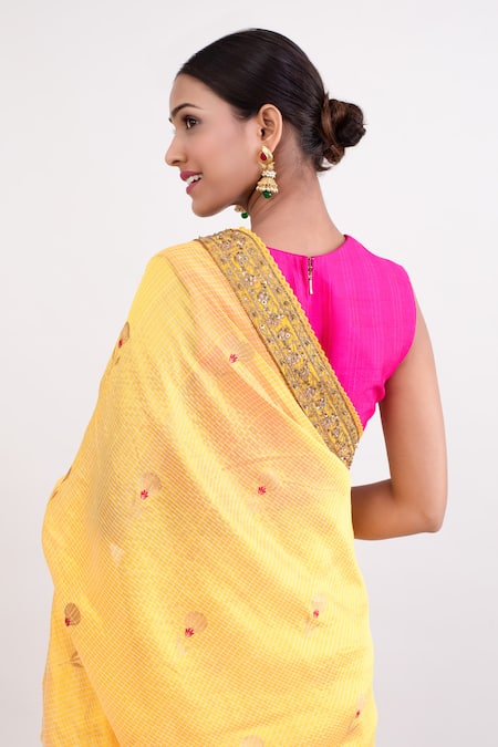 Monika Mathuria Datta Floral Blossom Woven Saree With Blouse 