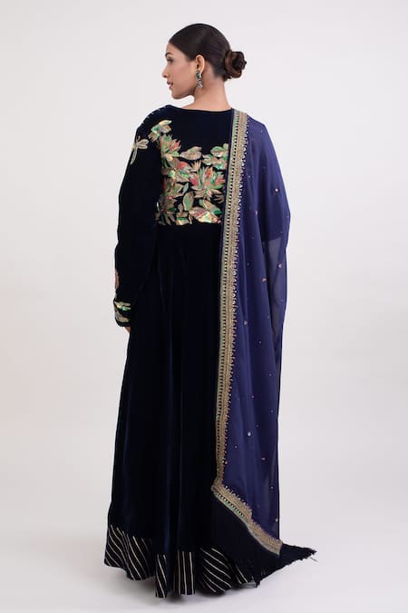 Monika Mathuria Datta Sequin Floral Anarkali Churidar Set 