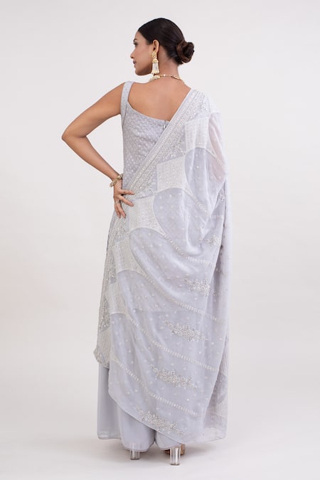 Monika Mathuria Datta Woven Floral Kurta Palazzo Set 