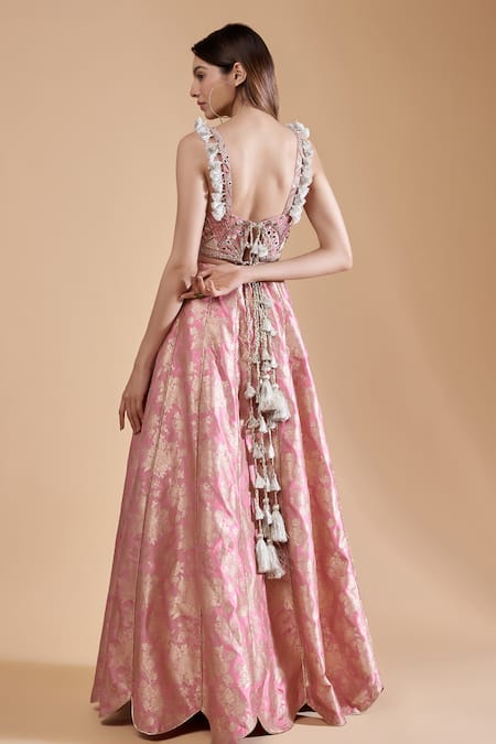 Payal Singhal Zari Embroidered Blouse Lehenga Set 