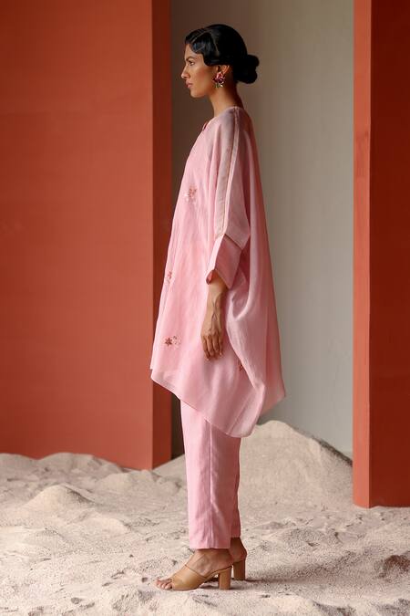 Buy Shikha Mehta Purple Chanderi, Silk, Cotton Mirrors, Nivi Asymmetric Tunic Pant Set Online at Aza Fashions Buy_Shikha Mehta_Purple Chanderi, Silk, Cotton Mirrors, Nivi Asymmetric Tunic Pant Set _Online_at_Aza_Fashions