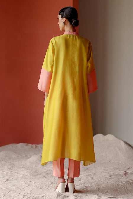 Shikha Mehta Trisha Bloom Mirror Embroidered Collared Tunic Pant Set 