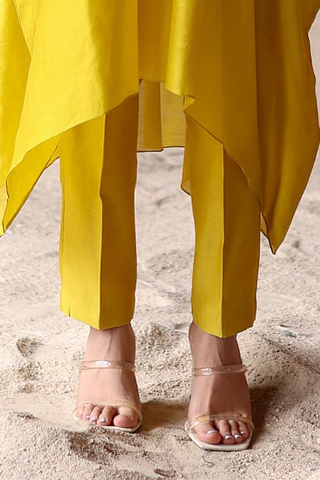 Buy Shikha Mehta Yellow Silk, Chanderi Mirrors Yuvee Blossom Vine Embroidered Kaftan Pant Set Online at Aza Fashions Buy_Shikha Mehta_Yellow Silk, Chanderi Mirrors Yuvee Blossom Vine Embroidered Kaftan Pant Set _Online_at_Aza_Fashions