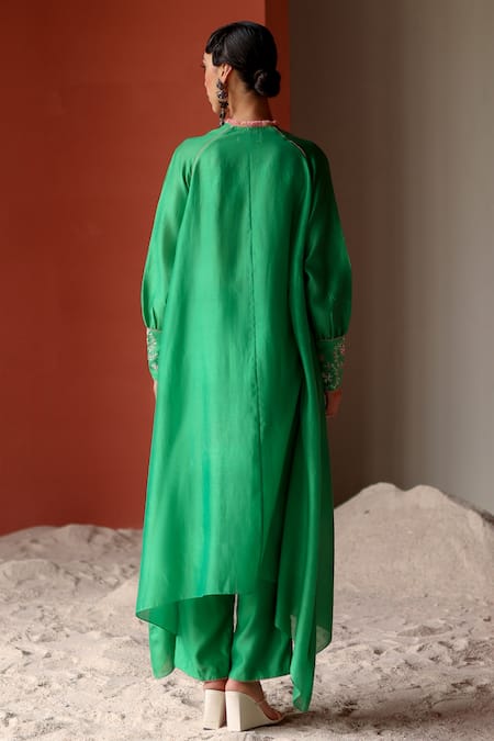 Shikha Mehta Zoya Floral Vine Mirror Embroidered Kurta With Pant 