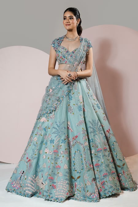 Sonia Bansal Resham Floral Embroidered Lehenga With Blouse 