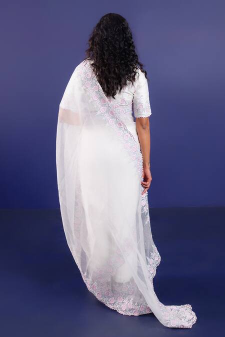 Ridhimaa Gupta Iqraar Resham Embroidered Border Saree With Unstitched Blouse Piece 