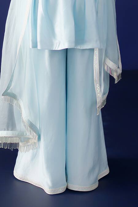 Buy Ridhimaa Gupta Blue Organza, Viscose, Cotton, Sequins, Anjum Yoke Anarkali Pant Set Online at Aza Fashions Buy_Ridhimaa Gupta_Blue Organza, Viscose, Cotton, Sequins, Anjum Yoke Anarkali Pant Set _Online_at_Aza_Fashions