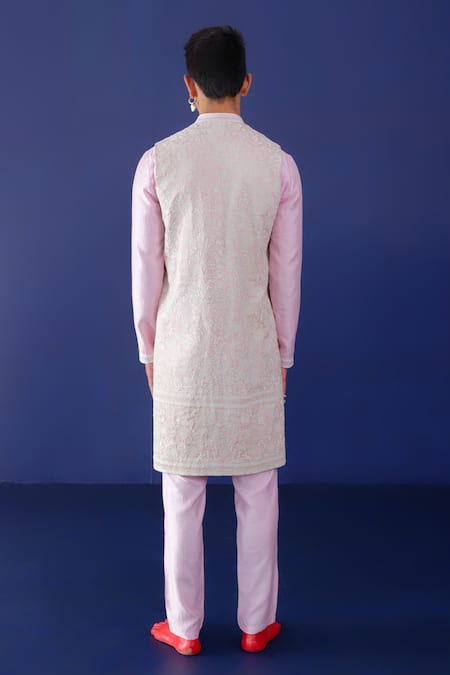 Ridhimaa Gupta Hand Embroidered Pink Bundi 