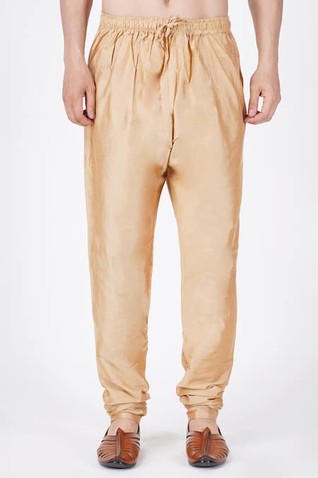 Manish Nagdeo_Pink Chanderi , Cotton, Floral Woven Kurta Set For Kids_at_Aza_Fashions