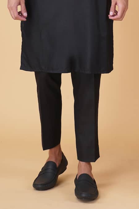 Manish Nagdeo Black Cotton, Silk Abstract Placement Print Kurta Set Online at Aza Fashions Manish Nagdeo_Black Cotton, Silk Abstract Placement Print Kurta Set _Online_at_Aza_Fashions