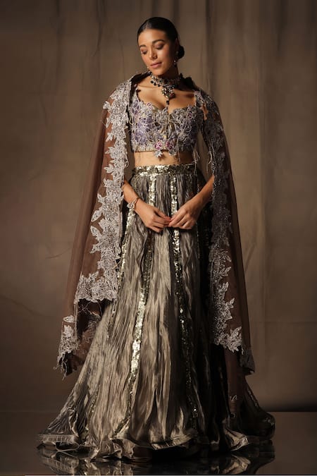 tara thakur Sequins Embroidered Blouse Lehenga Set 