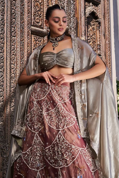 tara thakur Pink Tissue Diamonds, Embroidery Sweetheart Neck Blouse Lehenga Set Online at Aza Fashions tara thakur_Pink Tissue Diamonds, Embroidery Sweetheart Neck Blouse Lehenga Set _Online_at_Aza_Fashions