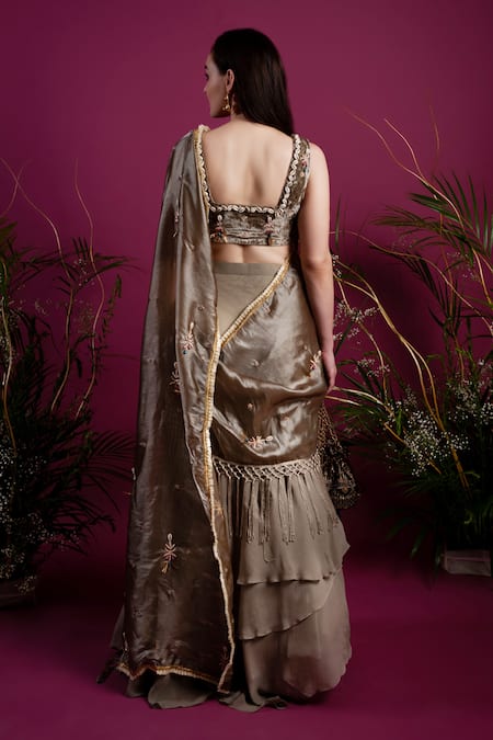 tara thakur Hand Embroidered Lehenga Saree With Blouse 