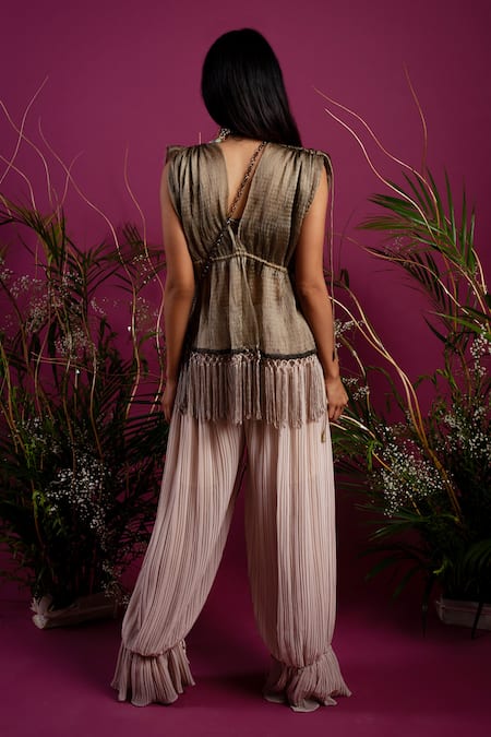 tara thakur Solid Knot Jacket & Pant Set 