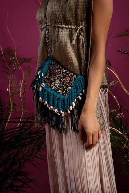 Shop_tara thakur_Green Georgette V-neck Solid Knot Jacket And Pant Set _Online_at_Aza_Fashions