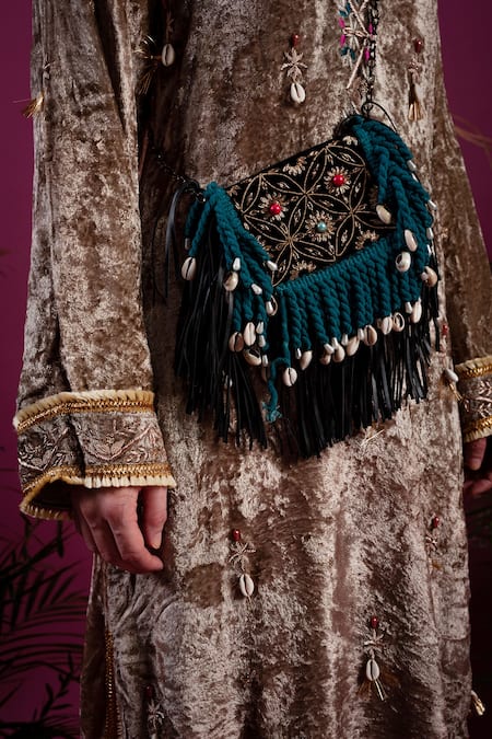 Shop tara thakur Green Velvet Diamonds, Embroidery V-neck Hand Dress Online at Aza Fashions Shop_tara thakur_Green Velvet Diamonds, Embroidery V-neck Hand Dress _Online_at_Aza_Fashions