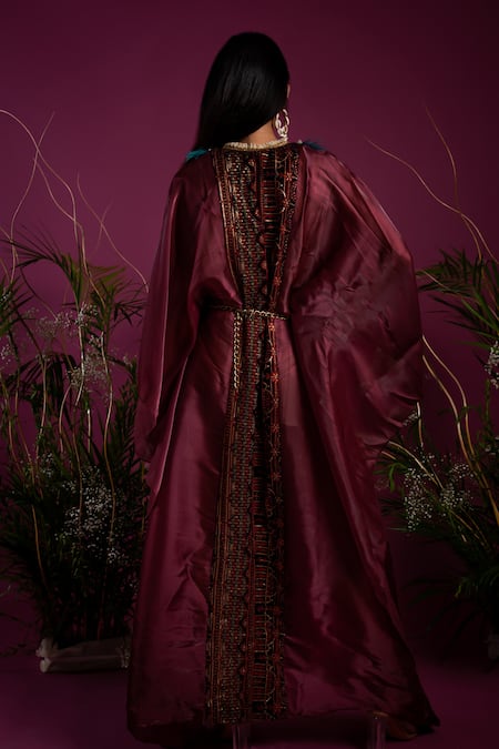 tara thakur Feather Embellished Kaftan Dress 