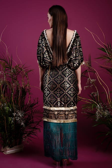 tara thakur Woven Geometric Kaftan Dress 