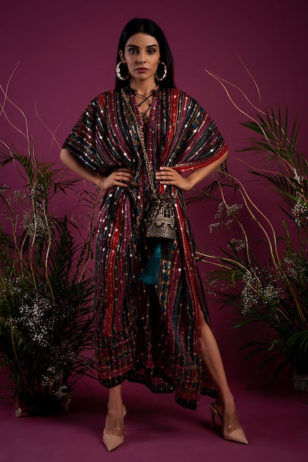 tara thakur Stripe Print Kaftan 