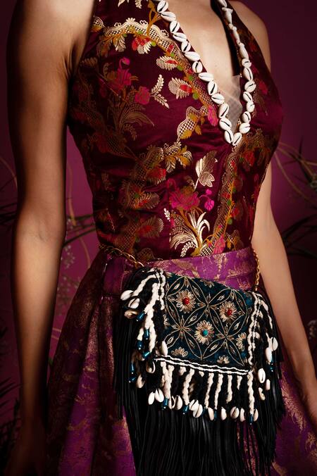 Buy_tara thakur_Fuchsia Brocade Beads, Embroidery Layered Lehenga With Bodysuit _Online_at_Aza_Fashions